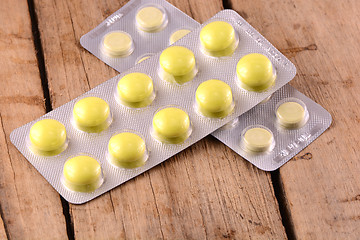 Image showing Medicinal pills piled up a bunch of closeup