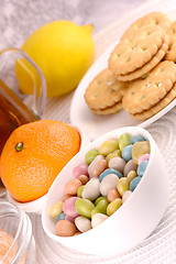 Image showing candies and fruits