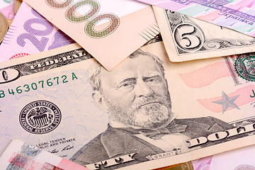 Image showing european money and american dollars