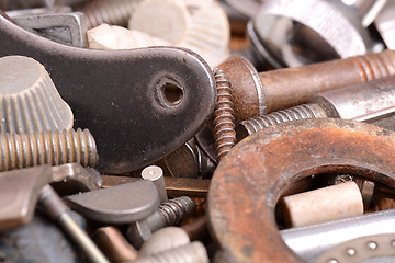 Image showing the old bolts, screws and metal details close up