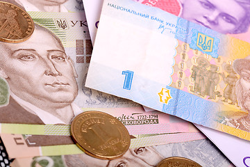 Image showing european money, ukrainian hryvnia