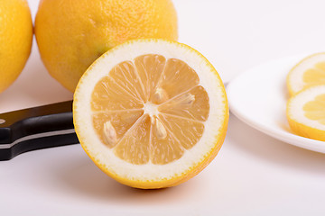 Image showing juicy ripe lemons close up