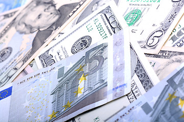 Image showing european and american money