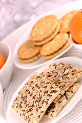 Image showing sweet cake on white plate with fruits