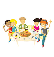 Image showing Friends in pizzeria