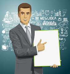 Image showing Vector Businessman With Empty Write Board