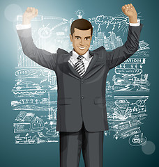 Image showing Vector Businessman With Hands Up 07