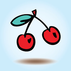 Image showing Vector cherries on a blue background
