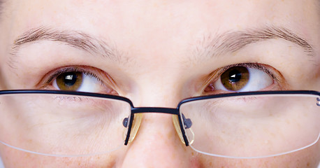 Image showing face with glasses close up. Eyes aside