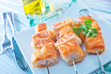 Image showing salmon kebab