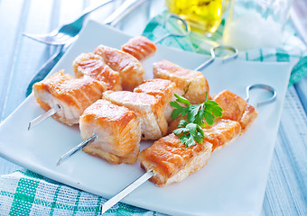 Image showing salmon kebab