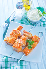 Image showing salmon kebab