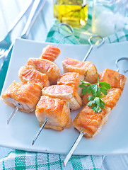 Image showing salmon kebab