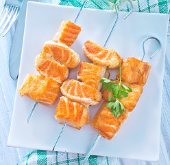 Image showing salmon kebab