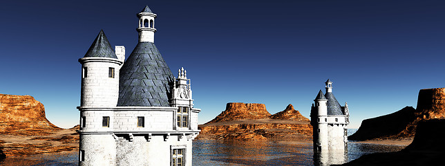 Image showing Two castles in mountains