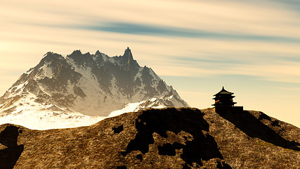 Image showing Buddhist shrine in mountains