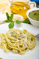 Image showing Italian traditional basil pesto pasta ingredients