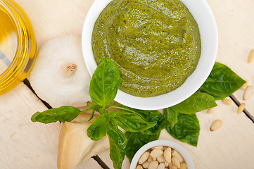 Image showing Italian basil pesto sauce ingredients