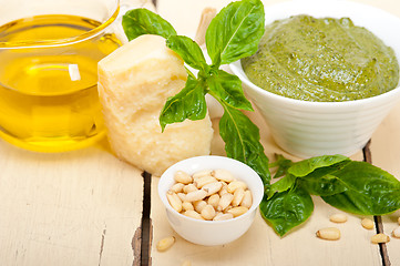 Image showing Italian basil pesto sauce ingredients
