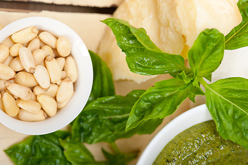 Image showing Italian basil pesto sauce ingredients