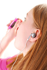 Image showing Girl listen music