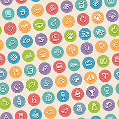 Image showing Color Tilted Seamless Pattern with Food Icons