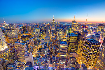 Image showing New York City Manhattan downtown skyline.