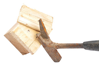 Image showing Claw hammer on wood