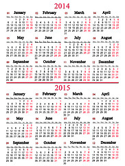 Image showing calendar for 2014 and 2015 years