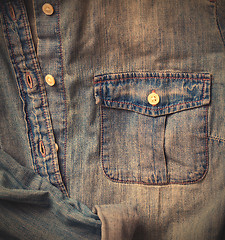 Image showing Jeans shirt close up