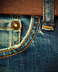 Image showing part of a blue vintage jeans