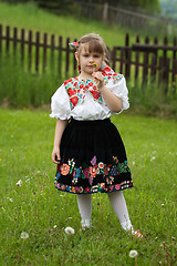 Image showing Little girl in traditional costume with flowers