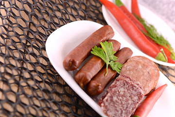 Image showing salami and red pepper