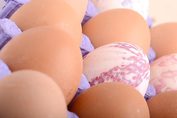 Image showing close up of eggs in cardboard container