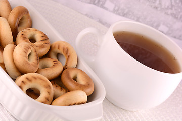 Image showing cup of tea (coffee) and some cookies 