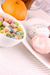 Image showing sweet candies and easter eggs