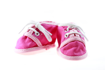 Image showing Pink baby shoes isolated