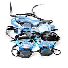 Image showing Goggles for swimming with water drops