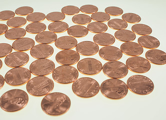 Image showing Dollar coins 1 cent wheat penny cent