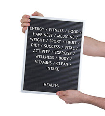 Image showing Health concept in plastic letters on very old menu board