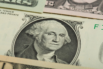 Image showing Macro of George Washington on USA dollar banknote