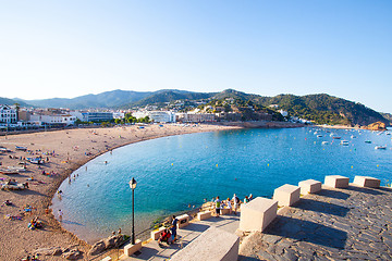 Image showing evening view of the bay Badia de Tossa and Gran Platja beach