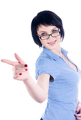 Image showing Woman with pointing finger