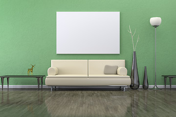 Image showing green room with a sofa