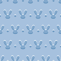 Image showing Vector seamless blue background with rabbits