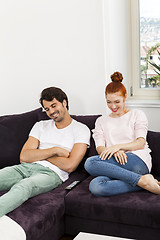 Image showing Happy Young Sweet Couple Sitting at the Couch