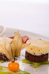 Image showing Gourmet coffee blanc mange with gooseberry