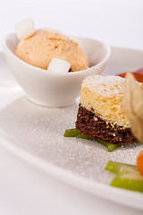 Image showing Gourmet coffee blanc mange with gooseberry