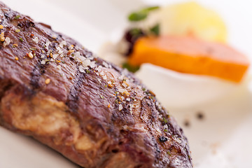 Image showing Grilled beef steak with seasoning