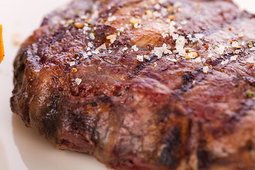 Image showing Grilled beef steak with seasoning